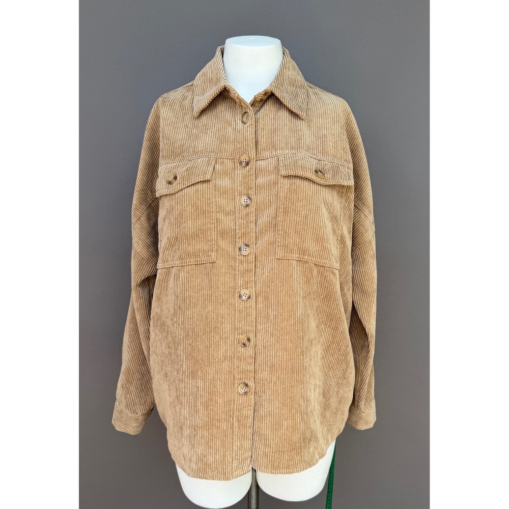 Live 4 Truth Corduroy Shacket Medium Tan Oversized Button Down Shirt Jacket Boho
